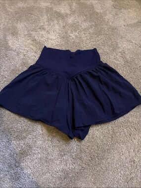 Men's Athletic Navy High-Waist Flare Shorts